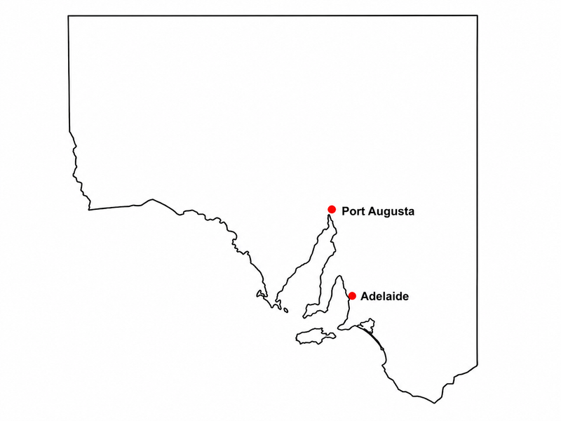 Map showing Port Augusta, SA