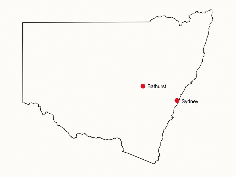 Map showing Bathurst, NSW