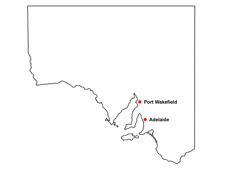 Map showing Port Wakefield, SA